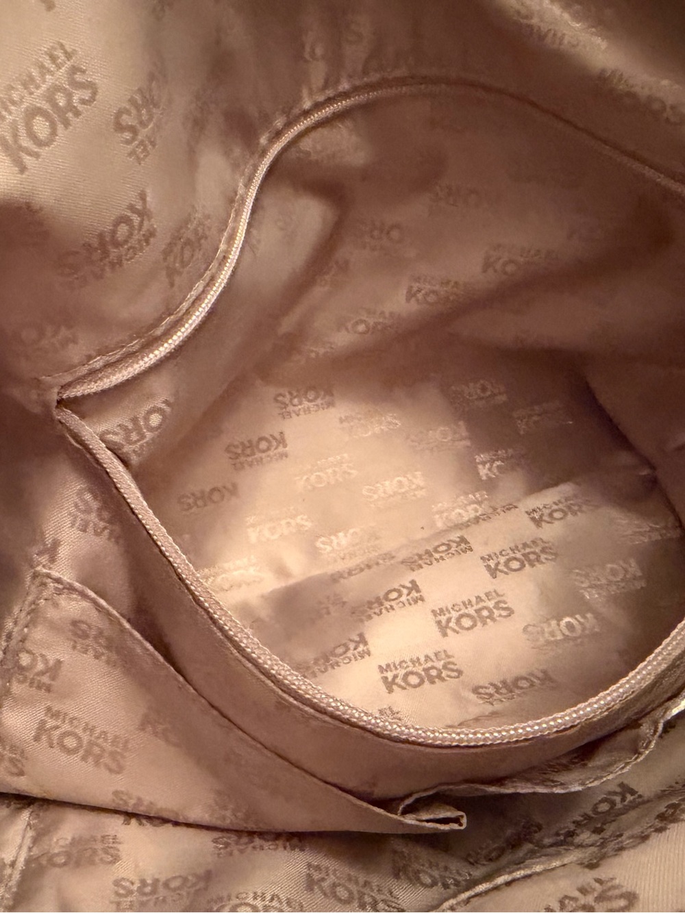 Michael Michael Kors Metallic Gold Leather Hobo Shoulder Bag Large Zip Top MK - Picture 8 of 12